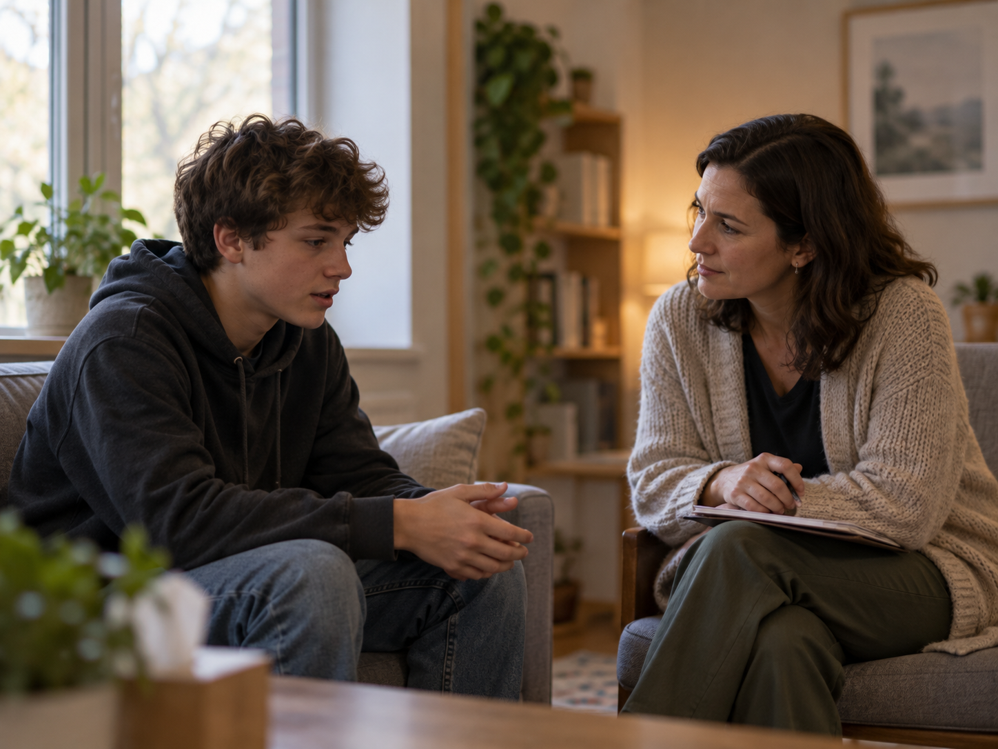 A teenager speaking to a trusted adult
